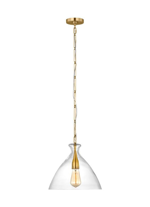 Generation Lighting Aerin Athena 1-Light Medium Pendant In Burnished Brass Finish With Clear Glass Shade (AEP1081BBSCG)