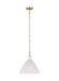 Generation Lighting Aerin Athena 1-Light Medium Pendant In Burnished Brass Finish With Hand Blown Striated Art Glass Shade (AEP1081BBSWSG)