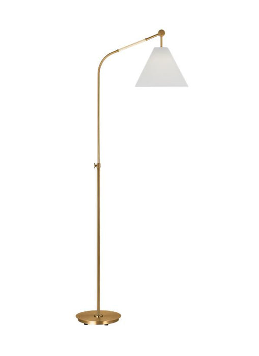 Generation Lighting Remy Transitional 1-Light LED Medium Indoor Task Floor Lamp Burnished Brass Gold With White Linen Fabric Shade (AET1051BBS1)