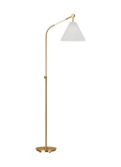 Generation Lighting Remy Transitional 1-Light LED Medium Indoor Task Floor Lamp Burnished Brass Gold With White Linen Fabric Shade (AET1051BBS1)