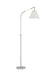 Generation Lighting Remy Transitional 1-Light LED Medium Indoor Task Floor Lamp Polished Nickel Silver With White Linen Fabric Shade (AET1051PN1)