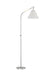 Generation Lighting Remy Transitional 1-Light LED Medium Indoor Task Floor Lamp Polished Nickel Silver With White Linen Fabric Shade (AET1051PN1)
