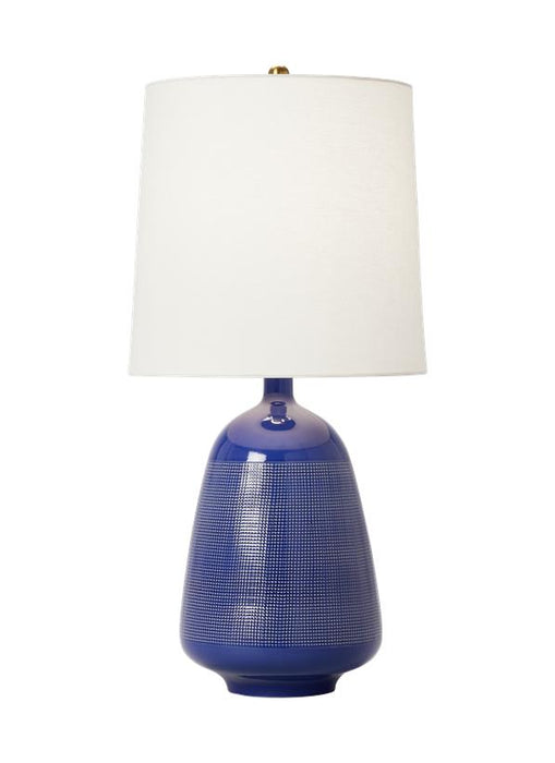 Generation Lighting Ornella Casual 1-Light Indoor Medium Table Lamp In Blue Celadon Finish With White Linen Fabric Shade (AET1131BCL1)
