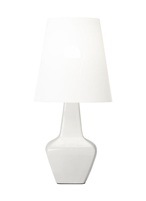 Generation Lighting Aerin Diogo 1-Light Medium Table Lamp In New White Finish With White Linen Fabric Shade (AET1151NWH1)