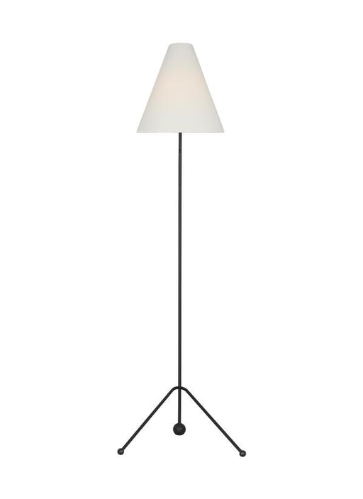 Generation Lighting Aerin Gustav 1-Light Medium Floor Lamp In Aged Iron Finish With White Linen Fabric Shade (AET1171AIWL1)