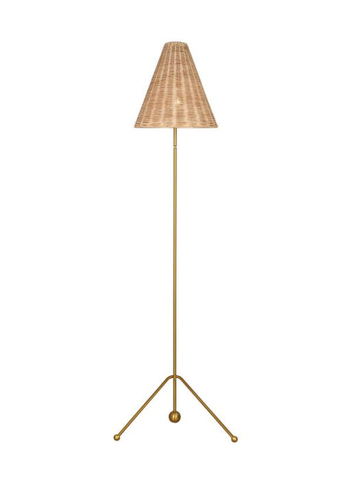 Generation Lighting Aerin Gustav 1-Light Medium Floor Lamp In Burnished Brass Finish With Blonde Rattan Shade (AET1171BBSBRTN1)