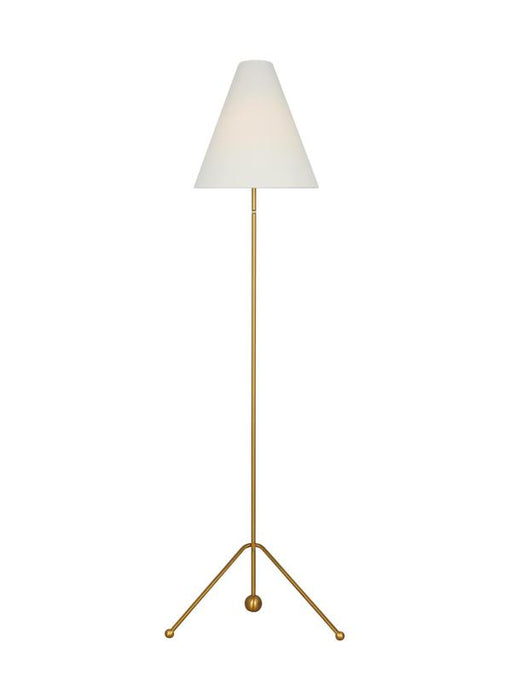 Generation Lighting Aerin Gustav 1-Light Medium Floor Lamp In Burnished Brass Finish With White Linen Fabric Shade (AET1171BBSWL1)