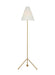 Generation Lighting Aerin Gustav 1-Light Medium Floor Lamp In Burnished Brass Finish With White Linen Fabric Shade (AET1171BBSWL1)