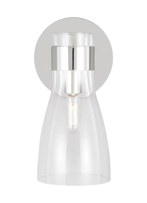 Generation Lighting Moritz Mid-Century Modern 1-Light Indoor Dimmable Bath Vanity Wall Sconce Polished Nickel Silver-Clear Glass Shade (AEV1001PN)