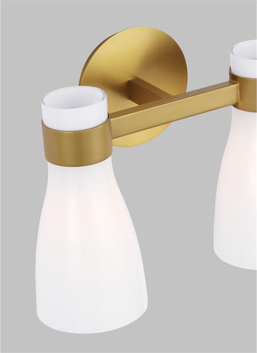 Generation Lighting Moritz 2-Light Vanity Burnished Brass with Milk White Glass With Milk White Glass Shades/Milk White Glass Shades (AEV1002BBSMG)