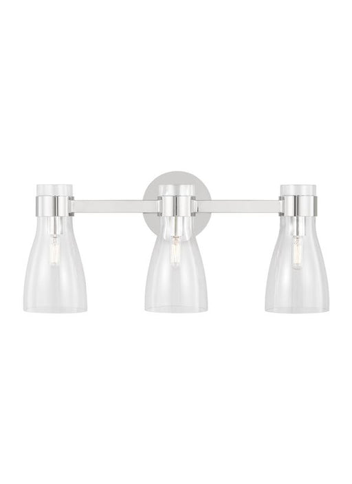 Generation Lighting Moritz Mid-Century Modern 3-Light Indoor Dimmable Bath Vanity Wall Sconce Polished Nickel Silver-Clear Glass Shade (AEV1003PN)