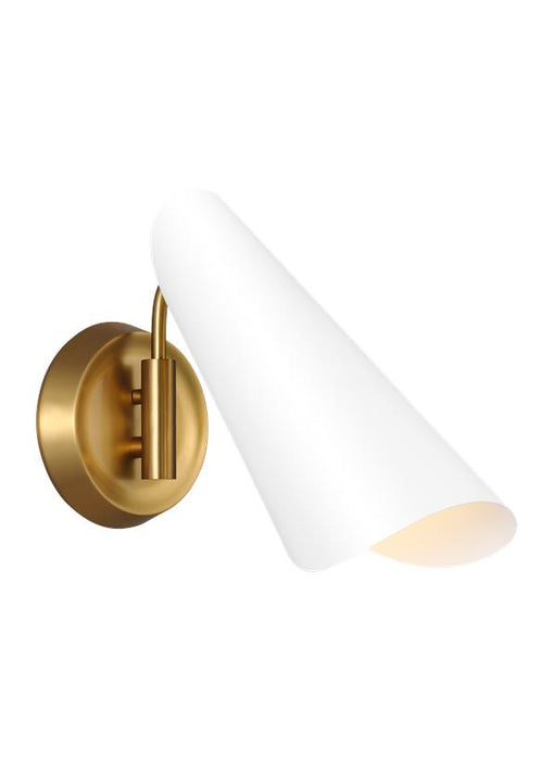 Generation Lighting Tresa 1-Light Sconce Matte White and Burnished Brass Finish With Matte White Steel Shade (AEW1001BBSMWT)