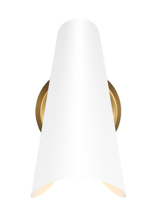 Generation Lighting Tresa 1-Light Sconce Matte White and Burnished Brass Finish With Matte White Steel Shade (AEW1001BBSMWT)