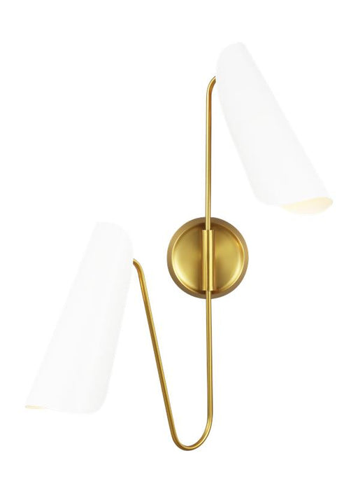 Generation Lighting Tresa 2-Light Sconce Matte White and Burnished Brass Finish With Matte White Steel Shades (AEW1002BBSMWT)