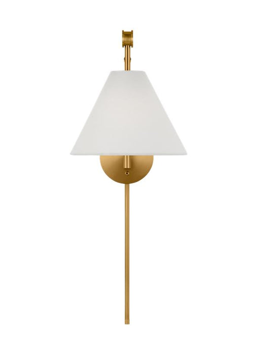 Generation Lighting Remy Transitional 1-Light Indoor Dimmable Medium Wall Sconce Burnished Brass Gold With White Linen Fabric Shade (AEW1021BBS)