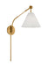 Generation Lighting Remy Transitional 1-Light Indoor Dimmable Medium Wall Sconce Burnished Brass Gold With White Linen Fabric Shade (AEW1021BBS)