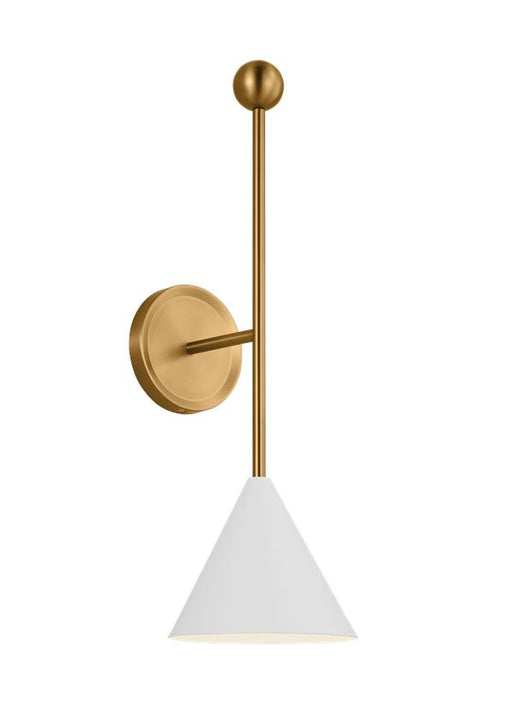 Generation Lighting Cosmo Mid-Century Modern 1-Light Indoor Dimmable Large Bath Vanity Wall Sconce Burnished Brass Gold-Matte White Steel Shade (AEW1051MWTBBS)