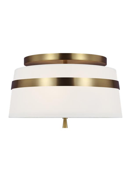 Generation Lighting Cordtlandt Small Semi-Flush Mount Burnished Brass Finish With White Linen Fabric Shade (AF1143BBS)