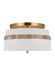 Generation Lighting Alexa Hampton Cordtlandt 3-Light Dimmable Small Ceiling Semi-Flush Mount In Rattan Finish With White Linen Fabric Shade (AF1143RTN)