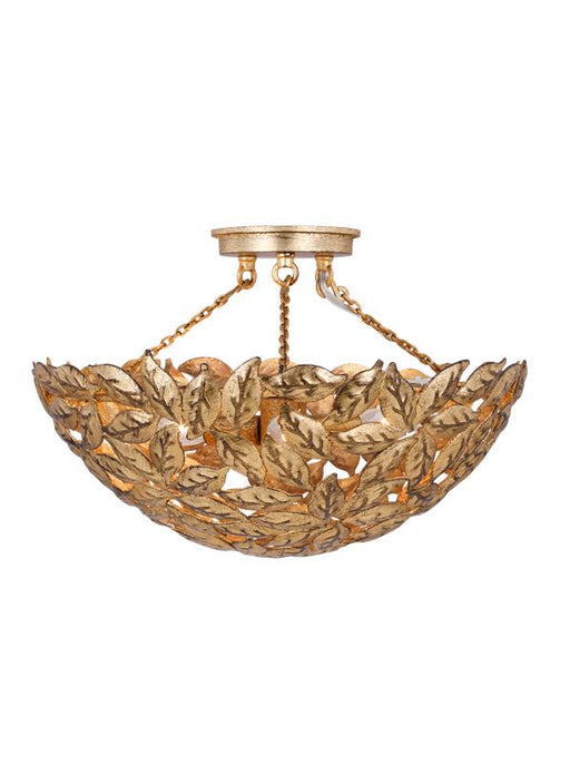 Generation Lighting Kelan Traditional Dimmable Indoor 3-Light Semi Flush Mount In An Antique Gild Finish With Antique Gild Steel Shades (AF1173ADB)