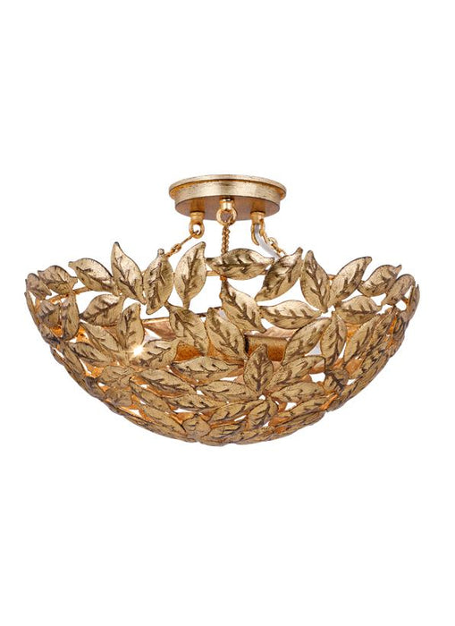 Generation Lighting Kelan Traditional Dimmable Indoor 3-Light Semi Flush Mount In An Antique Gild Finish With Antique Gild Steel Shades (AF1173ADB)