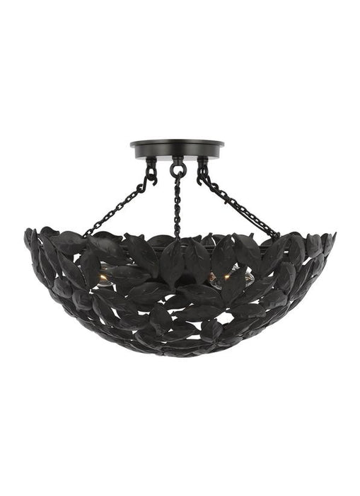 Generation Lighting Alexa Hampton Kelan 3-Light Semi Flush Mount In Aged Iron Finish With Aged Iron Steel Shade (AF1173AI)