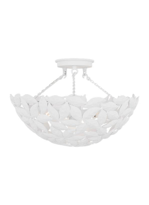 Generation Lighting Kelan Traditional Dimmable Indoor 3-Light Semi Flush Mount In A Textured White Finish With Textured White Steel Shades (AF1173TXW)