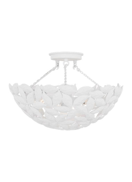 Generation Lighting Kelan Traditional Dimmable Indoor 3-Light Semi Flush Mount In A Textured White Finish With Textured White Steel Shades (AF1173TXW)
