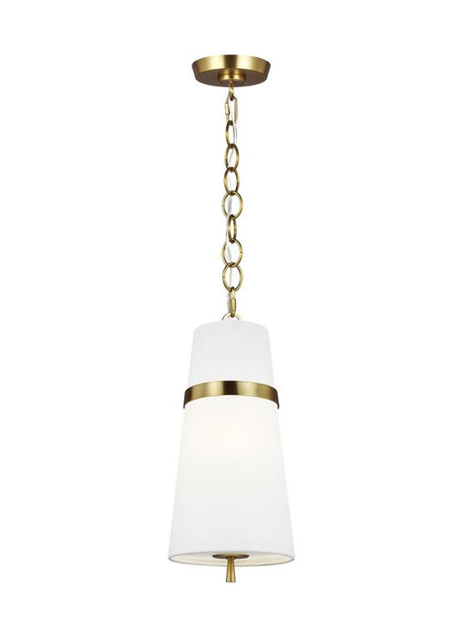Generation Lighting Cordtlandt Small Pendant Burnished Brass Finish With White Linen Fabric Shade (AP1161BBS)