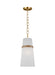 Generation Lighting Alexa Hampton Cordtlandt 1-Light Dimmable Small Pendant In Rattan Finish With White Linen Fabric Shade (AP1161RTN)