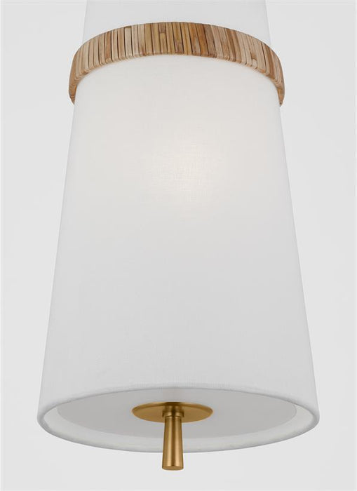 Generation Lighting Alexa Hampton Cordtlandt 1-Light Dimmable Small Pendant In Rattan Finish With White Linen Fabric Shade (AP1161RTN)