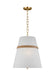 Generation Lighting Alexa Hampton Cordtlandt 3-Light Dimmable Large Pendant Hanging Chandelier Light In Rattan Finish With White Linen Fabric Shade (AP1173RTN)