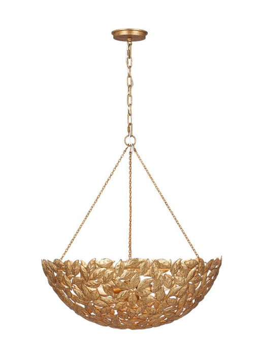 Generation Lighting Kelan Traditional Dimmable Indoor Large 6-Light Pendant In An Antique Gild Finish With Antique Gild Steel Shades (AP1186ADB)