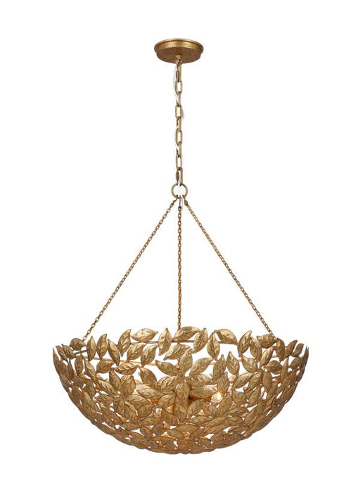 Generation Lighting Kelan Traditional Dimmable Indoor Large 6-Light Pendant In An Antique Gild Finish With Antique Gild Steel Shades (AP1186ADB)