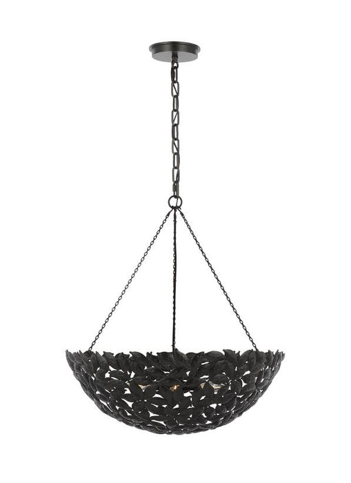 Generation Lighting Alexa Hampton Kelan 6-Light Large Pendant In Aged Iron Finish With Aged Iron Steel Shade (AP1186AI)