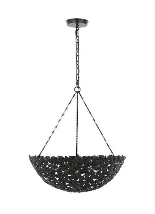 Generation Lighting Alexa Hampton Kelan 6-Light Large Pendant In Aged Iron Finish With Aged Iron Steel Shade (AP1186AI)