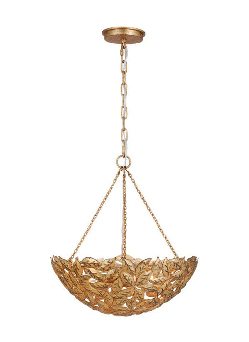 Generation Lighting Kelan Traditional Dimmable Indoor Small 3-Light Pendant In An Antique Gild Finish With Antique Gild Steel Shades (AP1193ADB)