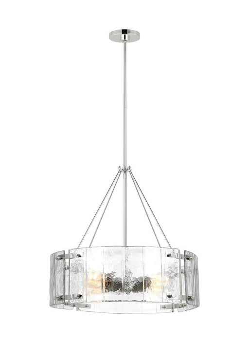 Generation Lighting Calvert Transitional 4-Light Indoor Dimmable Medium Ceiling Chandelier Polished Nickel Silver-Clear Textured Glass Shades (AP1234PN)