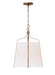 Generation Lighting Leander Transitional 1-Light Indoor Dimmable Small Hanging Shade Pendant Antique Gild Rustic Gold-White Linen Fabric Shade (AP1241ADB)