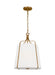 Generation Lighting Leander Transitional 1-Light Indoor Dimmable Small Hanging Shade Pendant Antique Gild Rustic Gold-White Linen Fabric Shade (AP1241ADB)