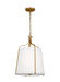 Generation Lighting Leander Transitional 1-Light Indoor Dimmable Small Hanging Shade Pendant Antique Gild Rustic Gold-White Linen Fabric Shade (AP1241ADB)