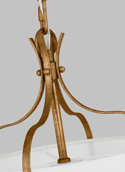 Generation Lighting Leander Transitional 1-Light Indoor Dimmable Small Hanging Shade Pendant Antique Gild Rustic Gold-White Linen Fabric Shade (AP1241ADB)