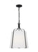 Generation Lighting Leander Transitional 1-Light Indoor Dimmable Small Hanging Shade Pendant Smith Steel Grey-White Linen Fabric Shade (AP1241SMS)