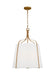 Generation Lighting Leander Transitional 3-Light Indoor Dimmable Medium Hanging Shade Pendant Antique Gild Rustic Gold-White Linen Fabric Shade (AP1253ADB)