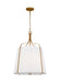 Generation Lighting Leander Transitional 3-Light Indoor Dimmable Medium Hanging Shade Pendant Antique Gild Rustic Gold-White Linen Fabric Shade (AP1253ADB)