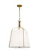 Generation Lighting Leander Transitional 3-Light Indoor Dimmable Medium Hanging Shade Pendant Antique Gild Rustic Gold-White Linen Fabric Shade (AP1253ADB)