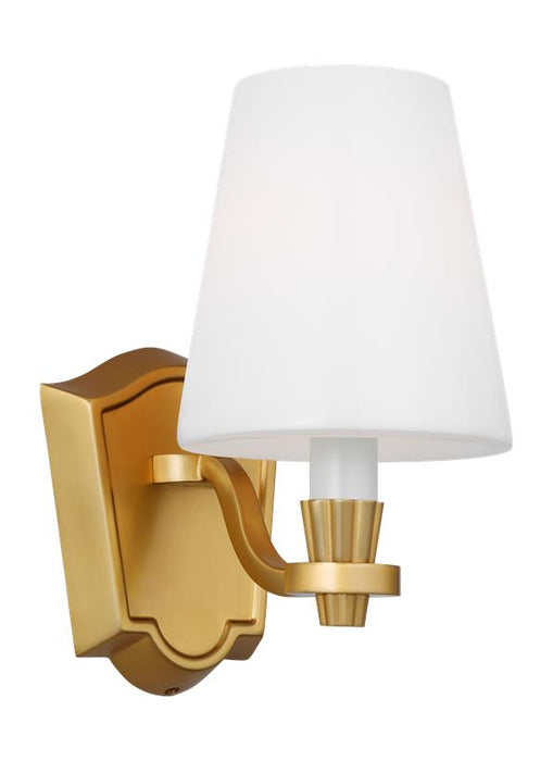 Generation Lighting Paisley Transitional Dimmable Indoor 1-Light Vanity Bath Fixture A Burnished Brass With Milk White Glass Shade (AV1001BBS)