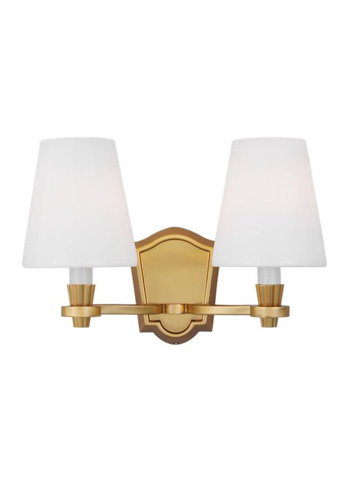 Generation Lighting Paisley Transitional Dimmable Indoor 2-Light Vanity Bath Fixture A Burnished Brass With Milk White Glass Shades (AV1002BBS)
