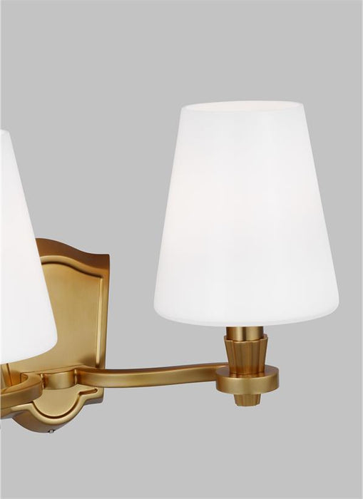 Generation Lighting Paisley Transitional Dimmable Indoor 2-Light Vanity Bath Fixture A Burnished Brass With Milk White Glass Shades (AV1002BBS)