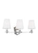 Generation Lighting Paisley Transitional Dimmable Indoor 3-Light Vanity Bath Fixture A Polished Nickel With Milk White Glass Shades (AV1003PN)